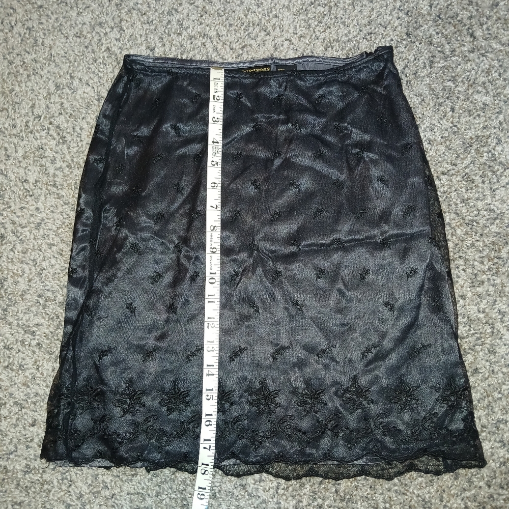 Express Y2K Black Floral Lace Mini Skirt Size 3/4 Holiday